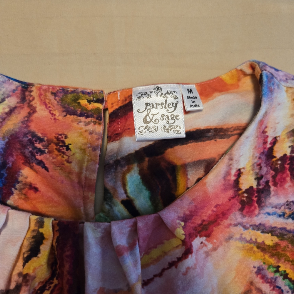 Parsley & Sage Multicolor Abstract Top - Picture 4 of 6